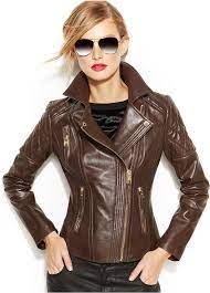 Michael Michael Kors Leather Moto Jacket Reviews Coats Women Macy S Michael Kors Clothes Brown Leather Jacket Leather Moto Jacket