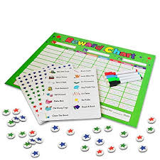 New Behavior Chores Chart For Kids Toddlers Rewards Responsibility Includes 15 Chores 192 Custom Round Stars 4 Dry Erase Markers Full
