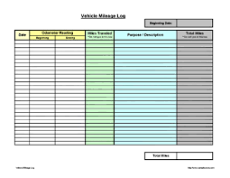 Vehicle Mileage Log Expense Form Free Pdf Download