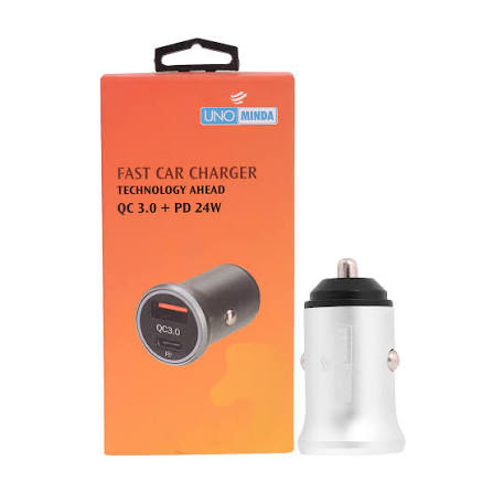 Uno Minda UCC-10QC-S USB Car Charger Quick Charge - Power Delivery (PD) 12V, Silver Universal for all Cars