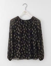 Black And Gold Tops Ladies Boden Dolores Top Black With Gold Spot Women Boden When Youre Rushing To Get Party Ready You Can Rely On Our Floaty Blouse The Line Tops Black Tops Clothes