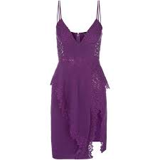 La Perla Cocktail Violet Silk And Macrame Frill Dress With Built In 2 835 Liked On Polyvore F Silk Cocktail Dress Silk Dress Short Purple Evening Dress