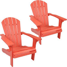 Sunnydaze Decor All Weather Salmon Patio Plastic Adirondack Chair Set Of 2 Bf 332 The Home Depot Plastic Adirondack Chairs Sunnydaze Decor Wood Adirondack Chairs