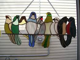 Birds On A Wire Stained Glass Stained Glass Birds On A Wire 1 Suncatcher Stained Glass Birds Glass Birds Stained Glass