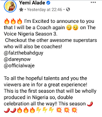 Visit www.thevoicenigeria.com to get started. Yemi Alade Among Coaches For Voice Nigeria Season 3 News Mdundo Com
