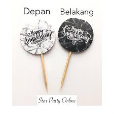 Wedding cake topper $13.99 save 20% with code 20madebyyou quickview. Cake Topper Per 10 Pcs Kertas Happy Anniversary Hiasan Kue Tart Kertas Hiasan Cupcake Shopee Indonesia