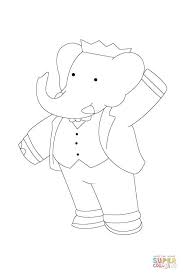 Babar The Elephant Is Waving At You Coloring Page Free Printable Coloring Pages Elephant Template Blue Cartoon Character Coloring Pages