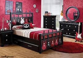 Rock N Roll Bedroom Bedroom Home Red Black Guitar Rock Style Rockstar Music Bedroom Music Themed Bedroom Bedroom Themes