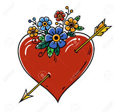 The arrows crossing the heart looks quite savage. Tattoo Heart Pierced With Gold Arrow Red Heart Decorated With Royalty Free Cliparts Vectors And Stock Illustration Image 97757772