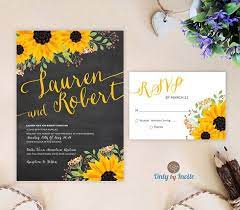 Printed Rustic Sunflower Wedding Invitation And Reception Etsy Chalkboard Wedding Invitations Origami Wedding Invitations Sunflower Wedding Invitations
