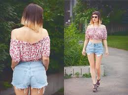 Off shoulder crop top short shorts. Breezy Fashion 13 Diy Off The Shoulder Tops