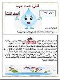 بحث كامل عن الماء الصف الثالث الابتدائي 2020 موقع وزارة التعليم صباح مصر