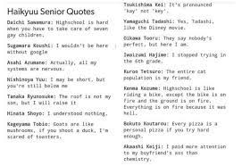 I'm not sure why but levi ackerman a lot of times has a depressing face for some reason as well… lol, so all the pics i could find only have a. Haikyuu Senior Quotes Haikyuu Haikyuu Funny Senior Quotes
