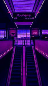 35 best free purple grunge aesthetic wallpapers. Nowhere Written On A Black Shield Hanging Over A Pair Of Escalators In An Empty Mall Like Space Illu Purple Aesthetic Dark Purple Aesthetic Violet Aesthetic
