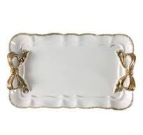 Bandeja Joyería IBWell 4 Pulgadas - Plato Resina Vintage Con Lazo -  Organizador Baño Y Tocador Azul