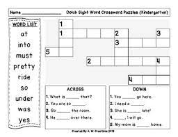 I went on to teach preschool, kindergarten, and first grade and earned my master's. Primer Kindergarten Dolch Sight Words Crossword Puzzle By A W Creations