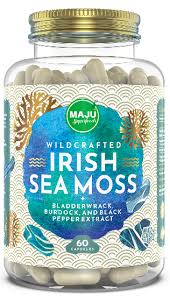 Different types of sea moss capsules are available online. Maju Wildcrafted Sea Moss Maju Superfoods