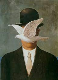 This Picture Is Called The Man In The Bowler Hat It Was Painted In 1964 In Belgium This Picture Is Made With O Art History Funny Paintings Magritte Paintings