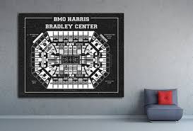 Vintage Print Of Bmo Harris Center Seating Chart On Premium Photo Luster Paper Heavy Matte Paper Or Stretched Canvas Free Shipping