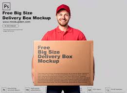 Free Big Size Delivery Box Mockup Psd Template Box Mockup Mockup Psd Psd Templates