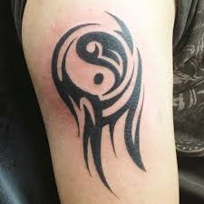 1 yin and yang tattoo; Yin And Yang Tribal Art By Justin Belli Yin Yang Tattoos Tribal Dragon Tattoos Ying Yang Tattoo
