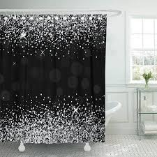 Black And Silver Shower Curtain Set Home Silver Shower Curtain Shower Curtain Bathroom Decoration Items
