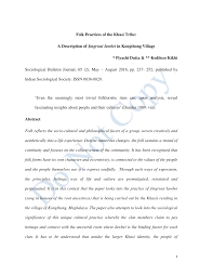 Pdf Folk Practices Of The Khasi Tribe A Description Of Jingrwai Iawbei In Kongthong Village