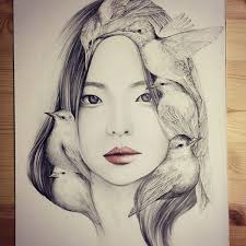 Whimsical Drawings By Okart Cuded Portrait Illustration Bird Drawings Portrait