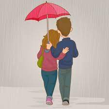 Couple In Love Walking Hugging In The Rain Romantic Romance Relationship Png And Vector With Transparent Background For Free Download Couple In The Rain Couples In Love Romantic Cartoon