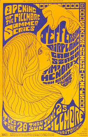 Vintage rock posters, genova, italy. Jefferson Airplane And Jimi Hendrix Original Concert Poster Vintage Rock Poster Fillmore Auditorium