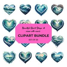 Heart Ocean Wave Sublimation Bundle: 50 PNG Prints (digital Download)