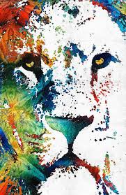 Lion Art Colorful Animal Print From Painting King Africa Etsy Colorful Lion Art Lion Art Art