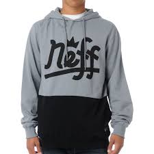 Neff Brooks Grey Black Pullover Hoodie Fashion