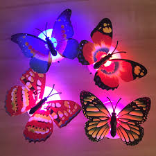 6pcs Lot Artificial Butterflies Flashing Led Butterfly Night Light Baby Bedside Lights With Sticker For Home Wall Decoration Butterfly Night Light Led Lights Flashingled Light Light Aliexpress