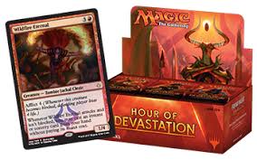 Create a token that's a copy of it, except it's a 4/4 black zombie naga wizard with no mana cost. Hour Of Devastation Magic The Gathering