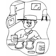 In coloringcrew.com find hundreds of coloring pages of sandwiches and online coloring pages for free. Boy Making Sandwich With Jam Coloring Page