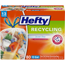 Tap or hover over image to zoom in. Hefty Clear Recycling Tall Kitchen Bags 13 Gallon 80 Bags Scent Free Drawstring Walmart Com Walmart Com