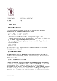 This usually means managing all asepcts of food preparation and production in an environment that meets sanitation guidelines. Model Job Description Admin Assistant H2