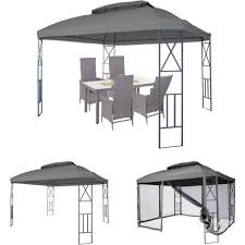 Neben offenen pavillons, bei denen das dach von mehreren stützen getragen wird, sind auch geschlossene partyzelte und bierzelte erhältlich. Pergola Hhg 610 Garten Pavillon Mit Moskitonetz 3 6x3m Grau