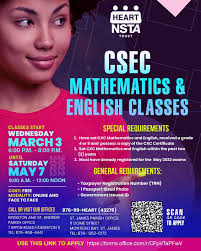 Apply now for CSEC Mathematics & English Classes. Please see flyer for more  details, call us at 876-99-HEART(43278) or visit our offices ...