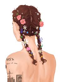 Next, begin 1 side of the french braid by taking a small section of hair from around your hairline and dividing it into 3 strands. Satanoffanart Harry With 2 French Braids And Flowers Decorating