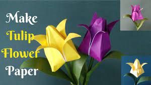 How To Make Tulip Flower Paper Origami 3d Paper Tulip Flower Craft H Flower Crafts Paper Crafts Diy Paper Flowers