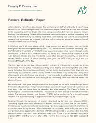 The opening paragraph may be brief, only a sentence or two, but it should offer some overall statement Pastoral Reflection Paper Phdessay Com
