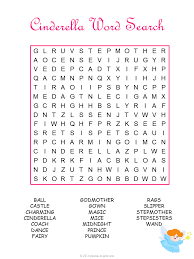 Free Printable Cinderella Word Search Kids Word Search Valentine Words Fairy Puzzles