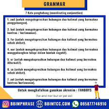Kalimat adalah satuan bahasa berupa kata atau rangkaian kata yang dapat berdiri sendiri dan menyatakan makna yang lengkap. 7 Kata Penghubung Coordinating Conjunction Belajargrammar Grammarbahasainggris Englishgrammar Tatabahasa Tatabahasainggris Classroom