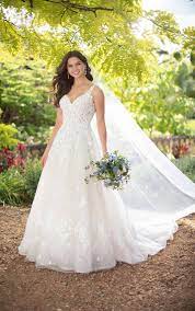 Romantic A Line Wedding Dress With 3 D Floral Details Essense Of Australia Wedding Dresses Essense Of Australia Wedding Dresses Wedding Dresses With Straps Ball Gowns Wedding