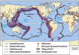 Locations Of Earthquakes And Volcanoes A Ring Of Fire Circles The Pacific Ocean Along Plate Boundaries Volcano Activities Volcano Subduction