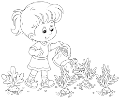 Flores, florestas e jardins para colorir. Desenho De Menina E Regador Para Colorir Tudodesenhos