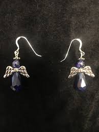 These Angel Earrings Are A Festive Way To Celebrate The Holidays They Feature Sterling Silver Ear Wires And Blue Crystal Angel Earrings Blue Crystals Earrings