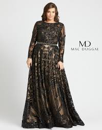 Mac Duggal 67148f Long Sleeve Plus Size Gown